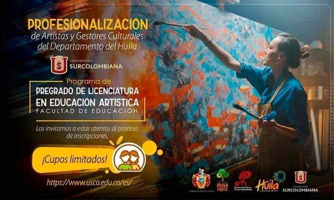 Gracias a la Gobernación artistas y gestores culturales del Huila ya pueden acceder a los pines de inscripción el programa Licenciatura en Educación Artística