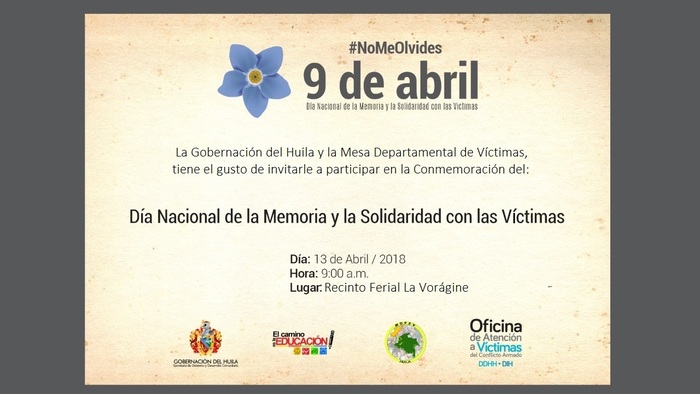 Gobierno del Huila conmemora Día Nacional de Víctimas del Conflicto Armado