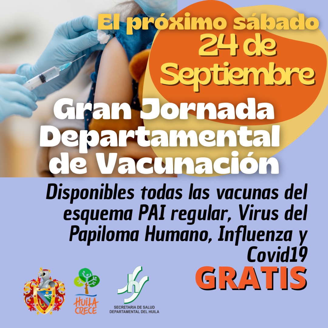 Este sábado Gran Jornada Departamental de Vacunación